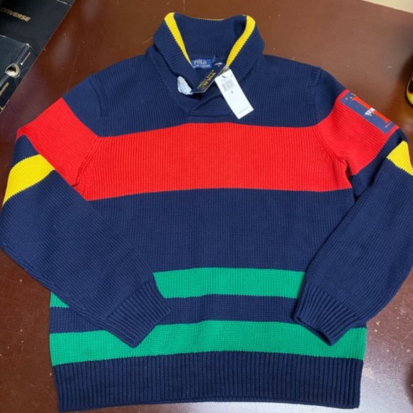 Polo Ralph Lauren Mens Color Blocked Shawl Sweater